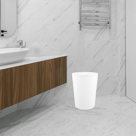 BESPORTBLE Small Plastic Trash Can with Pressure Ring Household Wastebasket Bin for Kitchen Office Bathroom and Bedroom Stylish Open-top Garbage Container for Home Use