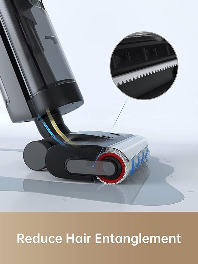 DREAME H12 Dual Vacuum Mop 4-in-1 Cordless Vacuum Mop Combo Wet Dry Vacuum Cleaner for Hard Floor Cordless Vacuum for Multi-Surface One-Step Self Cleaning with Hot Air Drying Black