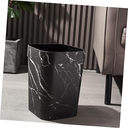 Angoily Square Waste Basket Marble Texture Capacity Plastic Garbage Container for Home Kitchen Bathroom and Office Decor