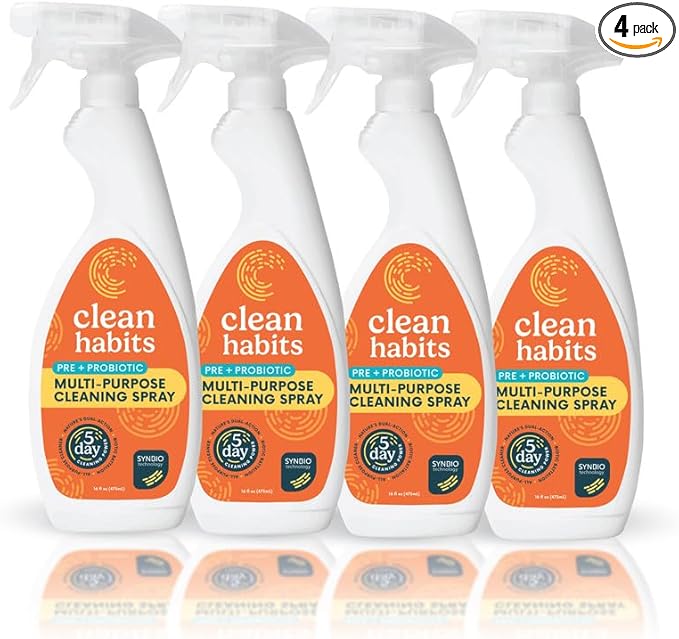Pre + Probiotic Multi-Purpose Cleaning Spray Five Day Clean Reduces Grime and Odors 16 Fl Oz per Bottle (4 Pack)