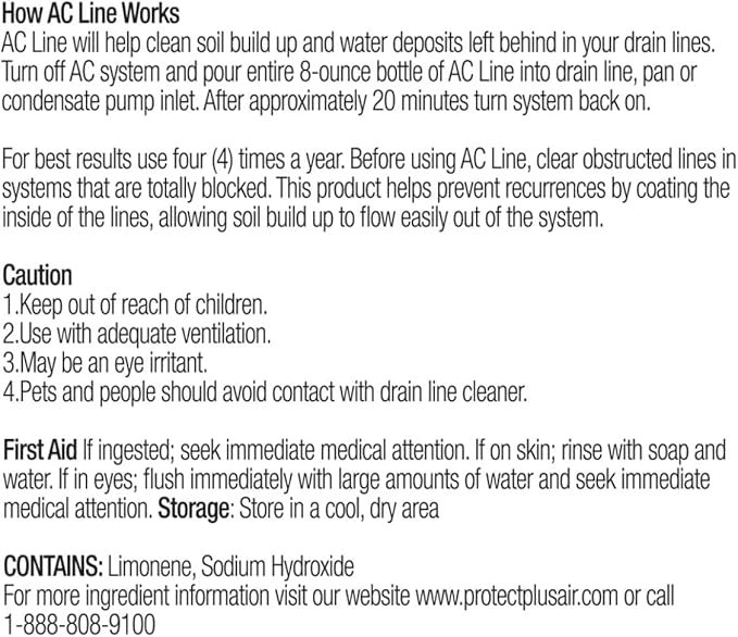 Probiotic HVAC Air Conditioner Condensate Line Build-Up Remover - AC Drain Cleaner and Deodorizer - 8 Fl Oz - 2 Pack