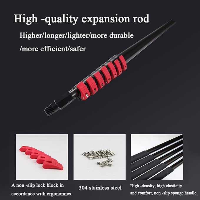 Water Fed Window Cleaning Kit with Extension Pole Adjustable Photovoltaic Panel Cleaning Tool Car Washing Brush Extension - 65.6ft Hose6m/20ft