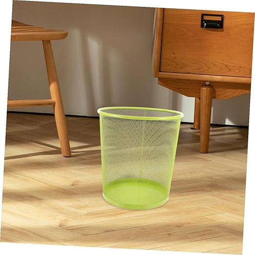 Metal Mesh Trash Can for Bathroom and Office Large Green Wire Wastebasket Multipurpose Rubbish Container for Living Storage and Waste Practical Home and Hotel Use
