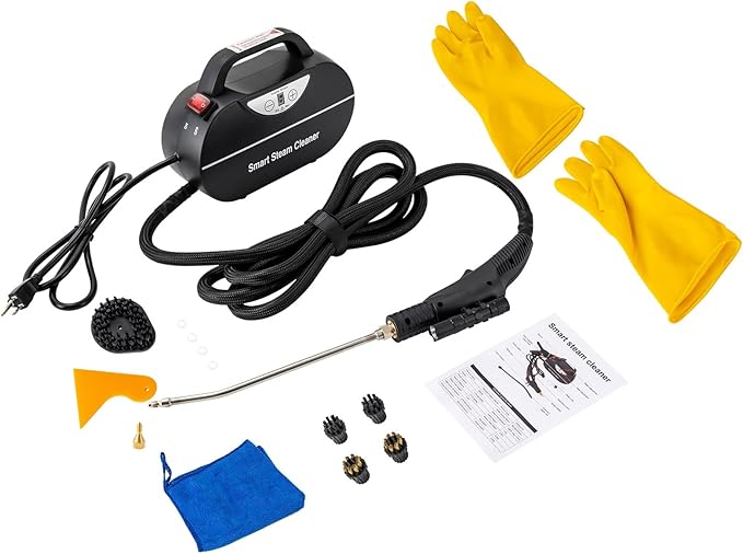 Handheld Steam Cleaner1800W Car Steam Cleaners 0.6Mpa Steam Cleaners for Home Wet and Dry Adjustable Portable Steam Cleaner with LED Torch for Upholstery Kitchen Bathroom Grout and Tile (Black)