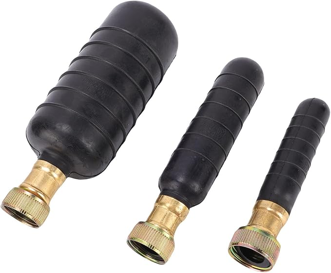 Aramox Rubber Drain Bladder Unclogger Kit 3 Pcs High Pressure Cleaning Bladders For Sink Bathroom &amp Large Pipes (1-6 Inch)