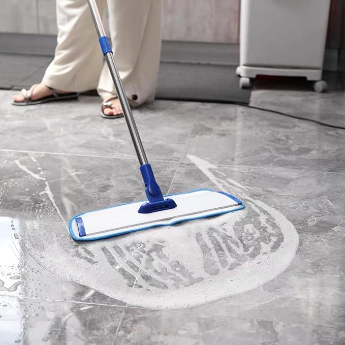 18 Professional Microfiber Mop Floor Cleaning mop Flat Mop with Stainless Steel Handle4 Reusable Washable Mop Pads and mop Pads BrushMicrofiber Mop for Hardwood (18 Microfiber Mop)