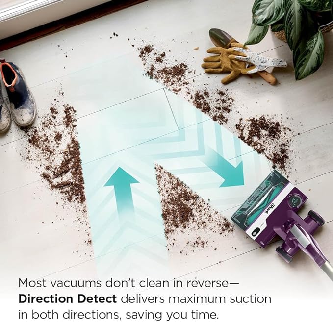 Shark POWERDETECT Ultra-Light Corded Stick Vacuum with DuoClean Technology Self-Cleaning Brushroll for No Hair Wrap Anti-Allergen Complete Seal and Odor Neutralizer Technology Purple HZ4001AMZ