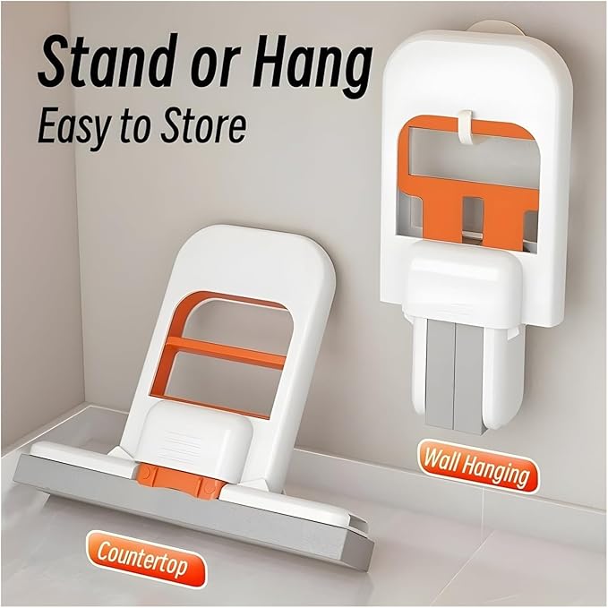 Mini Foldable Desktop MopPortable Self-Squeeze Short MopWet and Dry Use Cleaning Systemfor Bathroom Kitchen Desktop Glass Living Room Car(3 Pcs with 6pcs Heads)