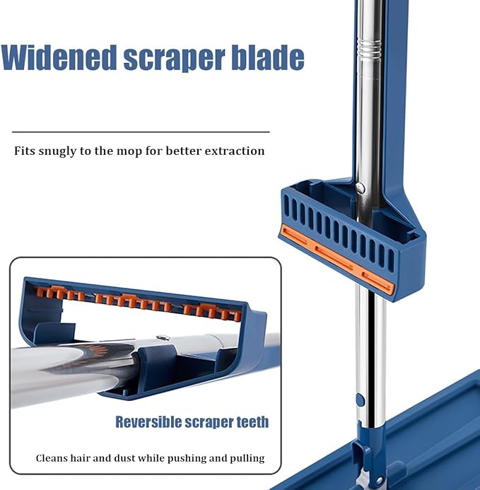 Self Wringing Flat Mops Multi-Functiona 360 Rotating Microfiber Mop Scraper Floor Cleaning Flat Mop Wet and Dry Large Flat Mop for Tile and Laminate Flooring(4pcs)
