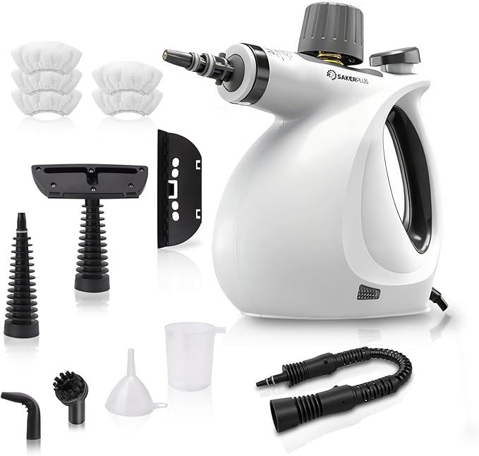 Steam Disinfection Cleaner Handheld Pressurized Natural Steam Cleaner with 9 PCS Accessories Portable Multi-Surface Steamer for Cleaning Home Kitchen Floor Upholstery Tile Grout &amp Car