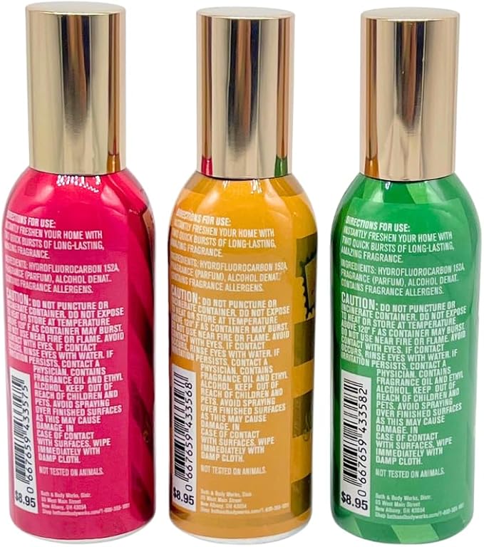 Bath &amp Body Works WINTER HOLIDAY Scents – UNDER THE CHRISTMAS TREE MRS. CLAUS’ COCKTAIL and ICED GINGER SNAP Concentrated Room Spray 3pc Gift Sets 1.5oz w/ 30-In Christmas-Themed Puppy Burlap Rib