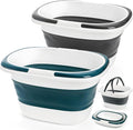 Coloch 2 Pack 16L/4.2 Gallon Collapsible Plastic Bucket Foldable Mop Bucket Laundry Basket with Handle Portable Water Pail Space-Saving Bucket for House Cleaning Car Washing Fishing Camping