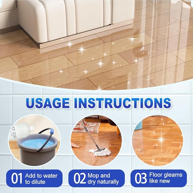 Brazilian Waves Mop Soap Concentrate Multi-Surface Floor Cleaner for Tile Laminate &amp Hardwood Formula for Kitchen Bathroom &amp Home | Crisp Clean Scent (120ML-1PCS)