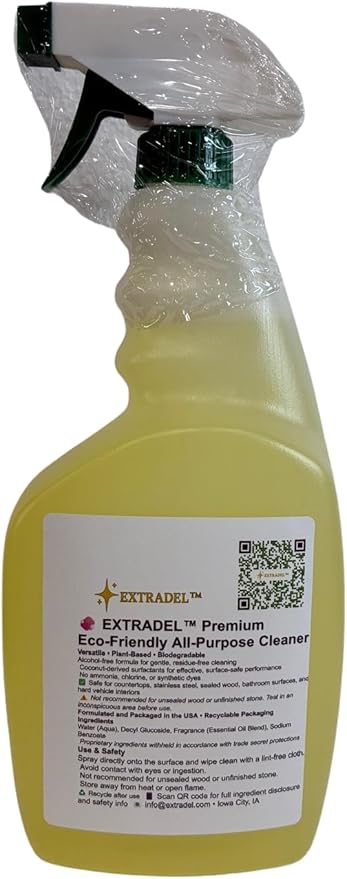 EXTRADEL™ Premium 32 oz Eco-Friendly All-Purpose Cleaner Plant-Based Essential Oil Scent Biodegradable Multi-Surface Spray
