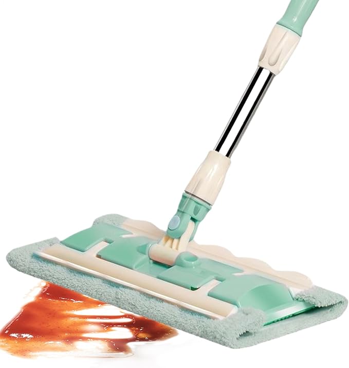 Flat Mop - 360° Rotating for Floor Cleaning | Quick-Dry Scrubber with 7 Reusable Pads with Telescopic Handle for Home Kitchen Apartment Commercial Tile Maintenance 14.96x5.91x37.4 Inches