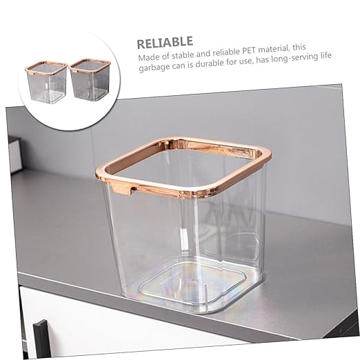 PRETYZOOM 2pcs Trash Can Sturdy Design Heavy-Duty Wastebasket for Kitchen Bathroom Office Garbage Bin Press Ring