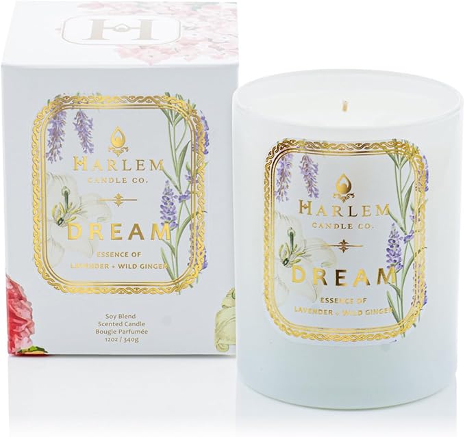 HARLEM CANDLE CO. - Dream - Luxury Scented Soy Candle 11 oz - 80-Hour Burn Time | Lavender Pimento Berry Bergamot Jasmine Wild Ginger Sandalwood | Scented Candles for Home