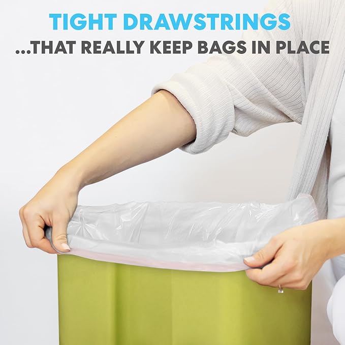 Simpli-Magic 8 Gallon Drawstring Trash Bags Code A 120 Pack – Tall Kitchen Garbage Bags Custom Made with Premium Materials (White)