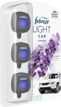 Febreze LIGHT Odor-Fighting Car Freshener Vent Clip Lavender 06 oz Pk of 3 and Storage Case Beige