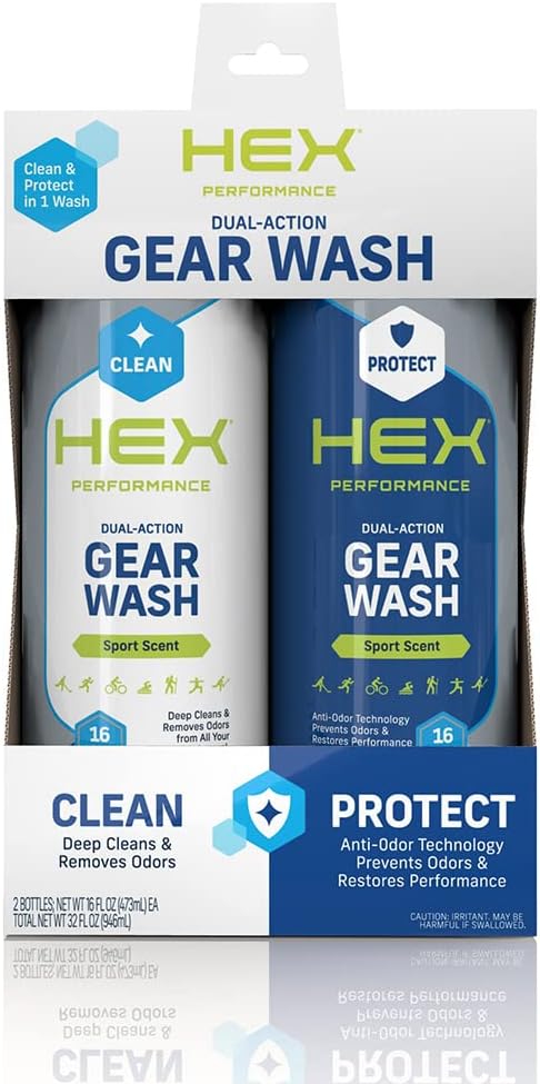HEX Performance Sport Scent Dual Action Gear Wash 16oz - Designed for Lacrosse Pads Hockey Gear Football Pads Boxing Gloves Compression Apparel Outerwear Wetsuits Braces