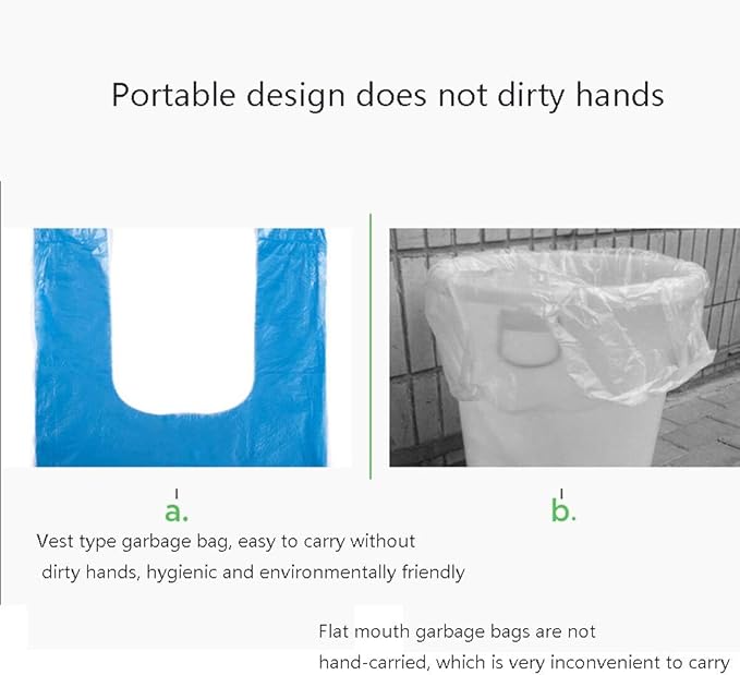 WFF trash bags Garbage Bags Household Wholesale Disposable 5 Rolls Random Color Portable Vest Thickened Kitchen Color Trash Can Lining (Color : Purple)