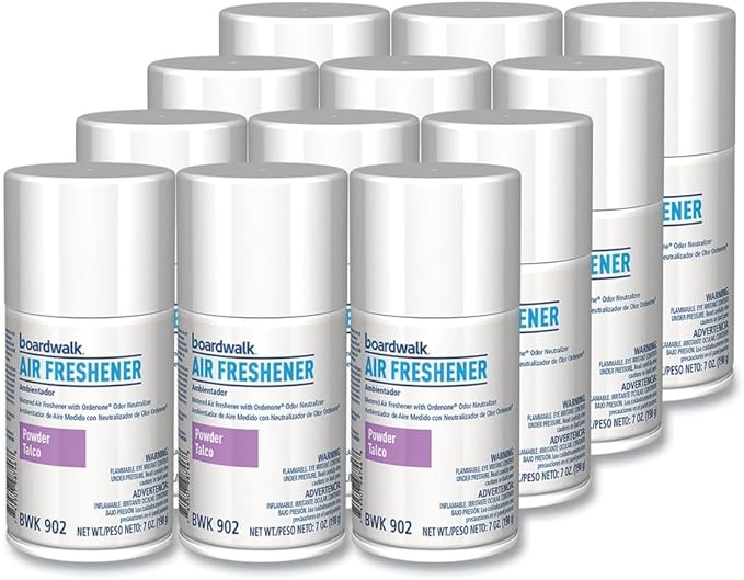 Boardwalk 1048762 7 oz. Aerosol Spray Metered Air Freshener Refill - Powder Mist (12/Carton)