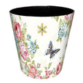 Wastebasket 10L/2.64 Gallon PU Leather Decorative Trash Can Waterproof Paper Basket Garbage Bin for Home Office Bathroom - Rose and Butterfly