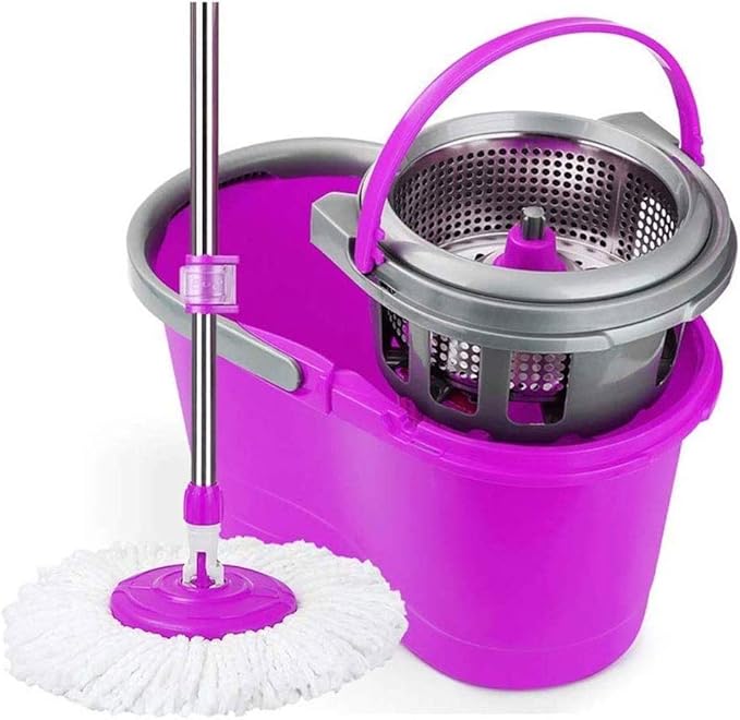 Rotating Mop Dual-Drive Net Made of Stainless Steel with Dry Drag Omni-Directional Mop Tray with Fiber Cotton