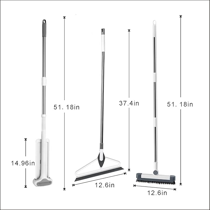 Hands-Free Self Wringing Cleaning Flat Mop - Microfiber with 6 x Washable PadsFloor Scrub BrushFloor Squeegee (1 Mop+6 Microfiber Pads +1 Brush+1 Glass Wiper)