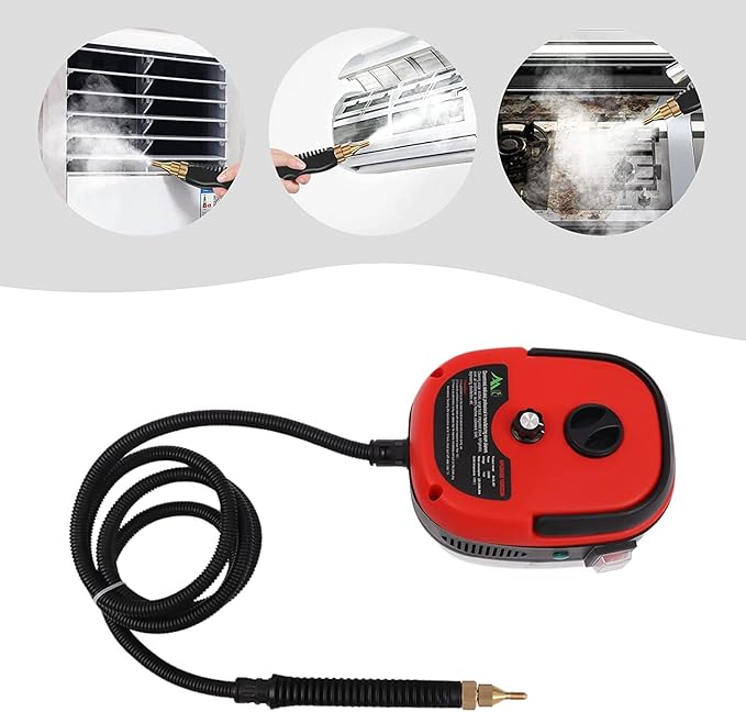 Steamer for Cleaning Pressure Steam Cleaner Handheld High Temp Portable Steam Cleaner Electric Steam Machine for Home Use Grout Tile Car Detailing Kitchen Bathroom (Red)