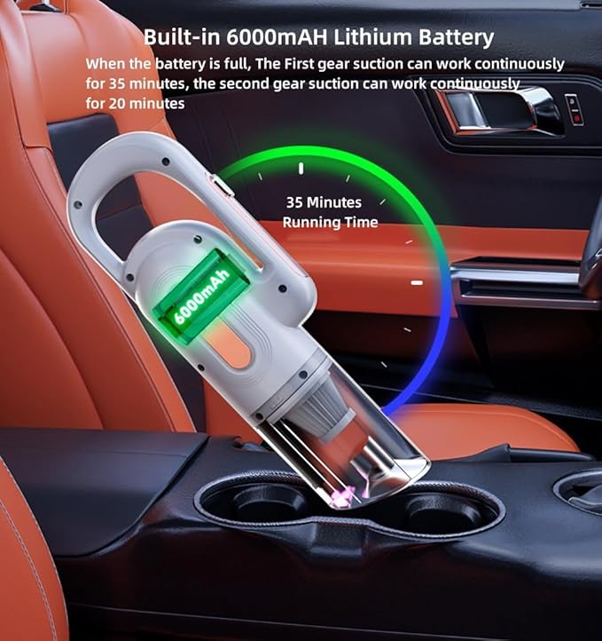 Cordless Rechargeable Stick Vacuum Cleaner 12000pa Suction Powerful Handheld Vacuum Upright Vacuum Cleaners with HEPA Filter Lightweight Household Vacuum for Pet Hair Hardwood Floors Carpets