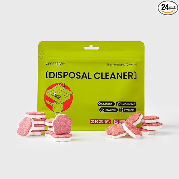 Garbage Disposal Cleaner and Deodorizer Tablets 24 Pack Foaming Kitchen Sink Drain Cleaner Peach Scent Helps Maintain a Clean Disposal