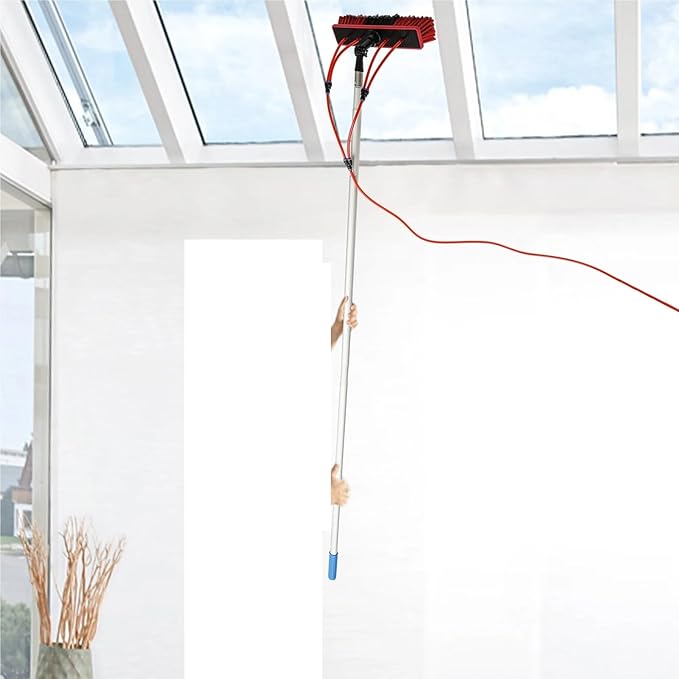 Solar Panel Cleaning Brush Window Cleaning Washer Pole Cleaner Set 3 In 1 Retractable 5 Meters OutdoorWater Fed Pole