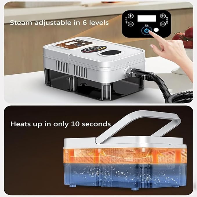Steam Cleaner for Home 1800W Steam Cleaner Handheld with 1.2L Water Tank Split Design 6 Gear Adjustment for Windows Kitchen Floor Car Black