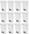 Sterilite 11.9 Gallon Rectangular Step On Kitchen Plastic Indoor Wastebasket with Wide Opening Lid and Comfort Handle for Home White (12 Pack)