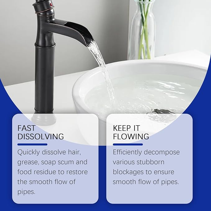 Powerful Drain Unclogging Powder for Kitchen Toilet and Sink - Odor Eliminator Long-Term Blockage Prevention &amp Drain Cleaning Solution(3PCS)