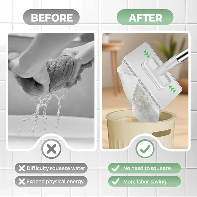 Snap Grip Mini MopZero Touch Mini Mop: Disposable Clip Mopstick W/10 Reusable Cloths Wet&ampDry ClickMop for Floors 40inch Locking Handle for Gaps &amp Multi-Surface No Wash