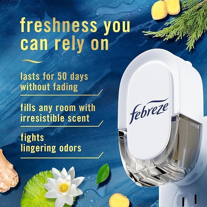 Febreze Odor-Fighting Fade Defy Plug Air Freshener Refill - Ocean - (3) of 0.87 fl oz Refills