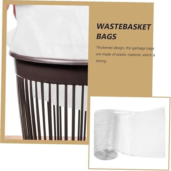 Thickened Plastic Garbage Bags 45x50cm 300pcs Flat Kitchen Trash Bags for Bathroom and Bedroom Waste Disposal White Sturdy Liners for Home and Office Use