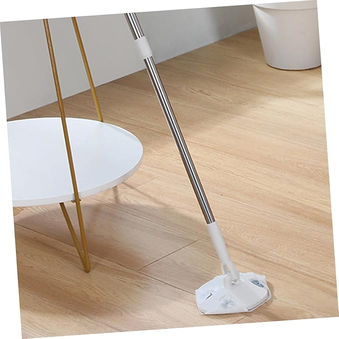 Retractable Dust Mop with No-wash Microfiber Pad Triangle Shape Dry Floor Cleaning Mop for Household Use Extendable Handle Convenient for Vinyl Plank and Hard Floor Dust Removal
