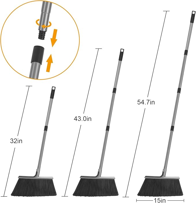 KeFanta 4 Packs Outdoor Broom Heavy Duty with 55 Long Handle Commercial Brooms for Sweeping Indoor Courtyard Restaurant Garage Patio Decks Mall Market Kitchen Office Lobby Shop