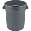 Global Industrial Commercial Round Trash Can 20 Gallon Capacity Plastic Garbage Can Indoor and Outdoor Utility Trash Can Gray 19 W x 22-1/2H No Lid