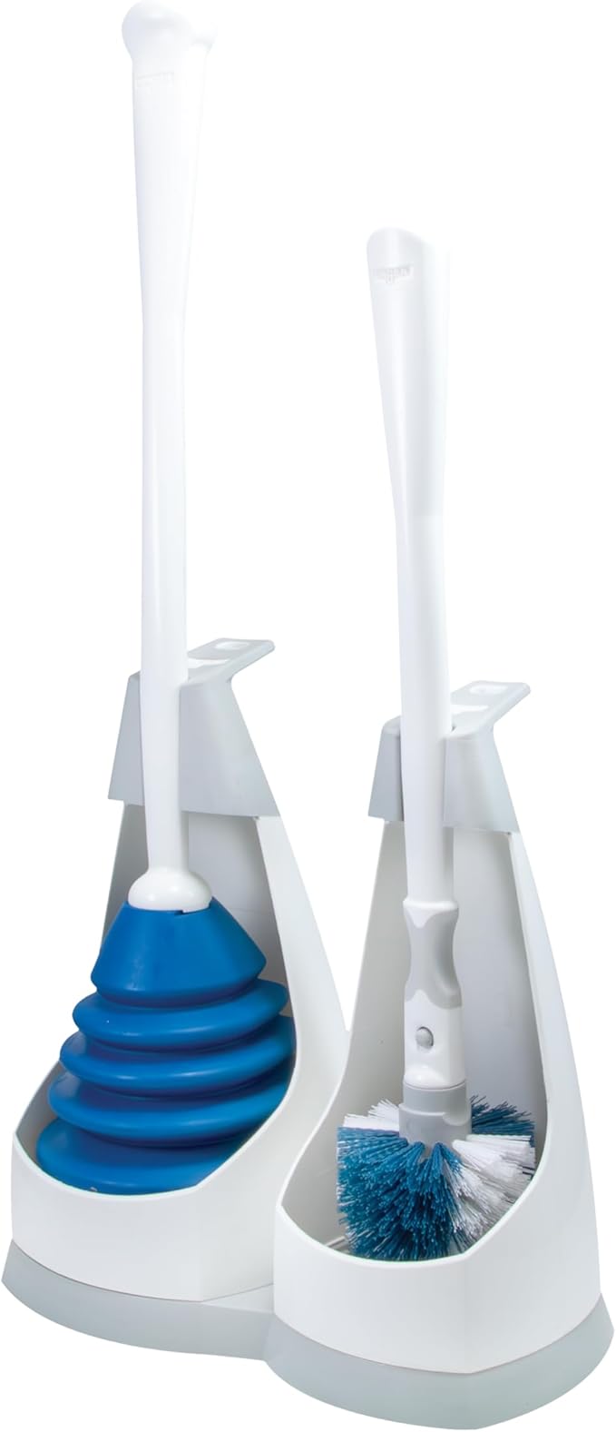 Unger EZ No-Drip Combo Toilet Brush and Plunger Set with Carrying Caddy Cleaning Tools for Home and Business Bathroom Discreet Scrubber Accessories Set for Tough Stains and Tight Suction