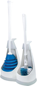 Unger EZ No-Drip Combo Toilet Brush and Plunger Set with Carrying Caddy Cleaning Tools for Home and Business Bathroom Discreet Scrubber Accessories Set for Tough Stains and Tight Suction