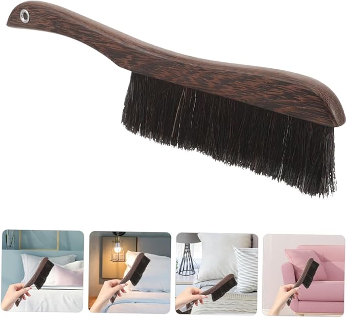 PRETYZOOM 2pcs Wooden Furniture Cleaning Brush with Soft Horsehair Bristles Portable Mini Broom for Instruments Keyboards and Dusting Surfaces