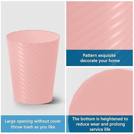 Bathroom Trash Can 3 Pack 1.8 Gallons Small Trash Can with Trash Bags Bathroom Garbage Can Plastic Trash Bin Round Waste Basket for Bedroom Office Room (White Pink Grey)