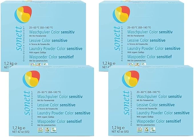Sonett Organic Laundry Powder Color Sensitive for Sensitive Skin For People With Allergies 42 oz (Pack of 4)