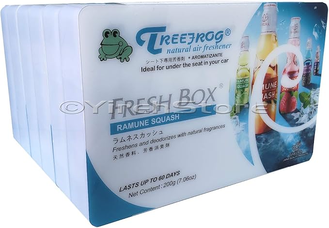 YirehStore Treefrog Fresh Box Ramune Squash Scent (Soda Squash) 4 Pack Treefrog Natural Air Freshener Fresh Box (AKA Xtreme Fresh)