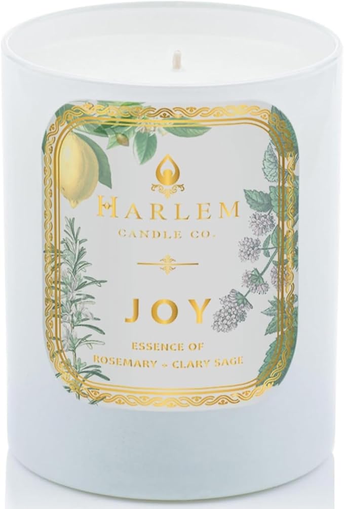 HARLEM CANDLE CO. - Joy - Luxury Scented Soy Candle 11 oz - 80-Hour Burn Time | Fresh Mint Italian Lemon Rosemary Jasmine Petals Cedarwood Amber Musk | Scented Candles for Home