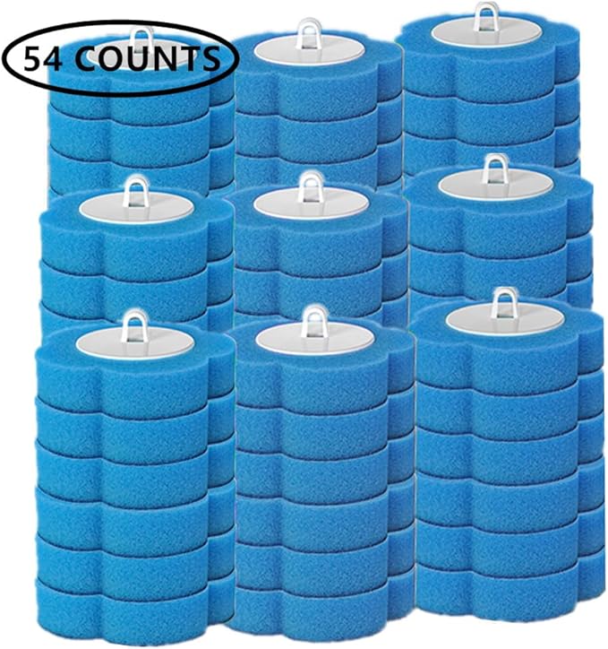 54 Counts Toilet Brush Disposable Refills Cleaning Bowl Wand Bathroom Cleaner Refill Heads(54pcs Blue Ocean Refills)